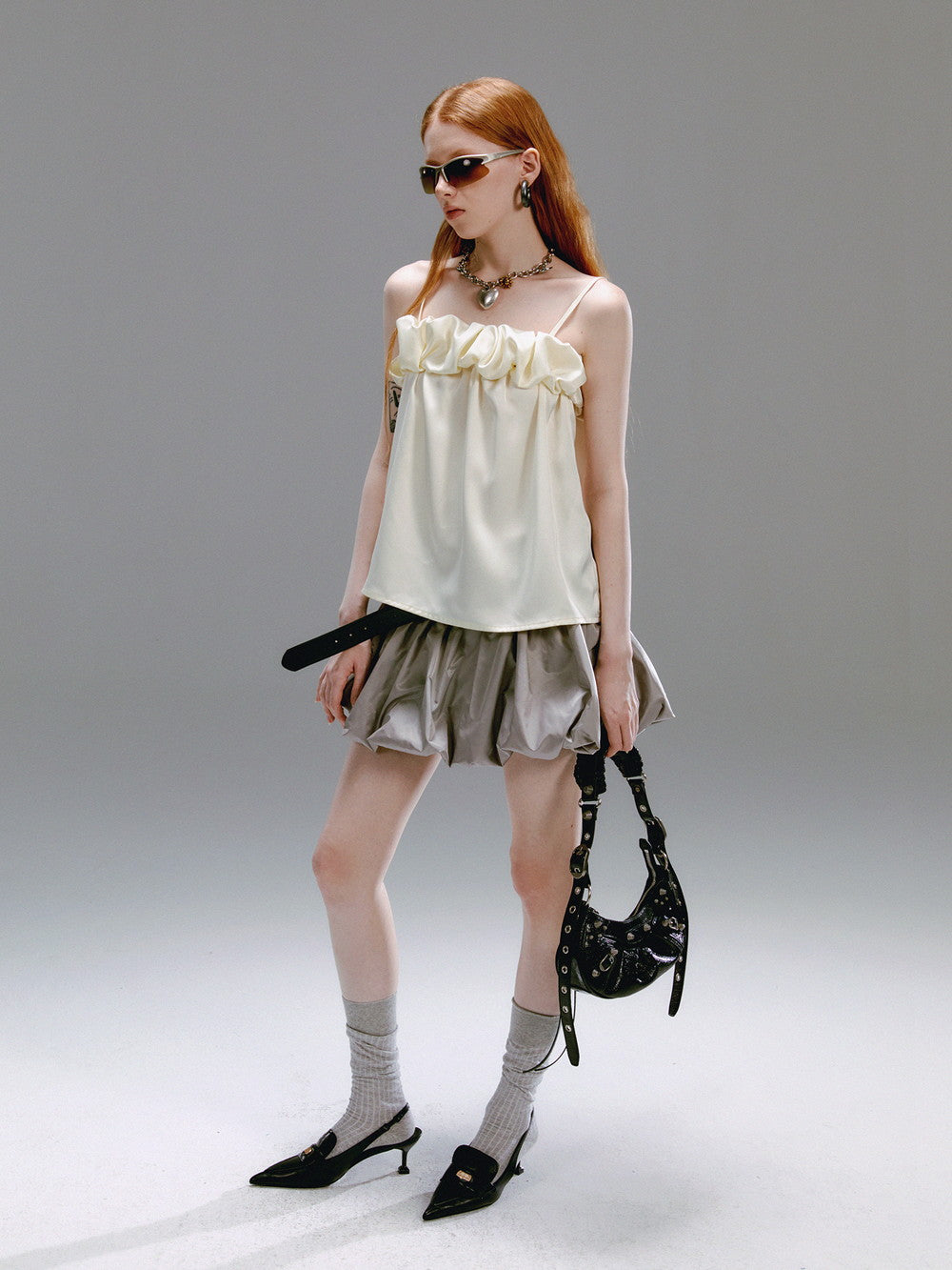 Balloon Nichi Glossy Metallic Mini-Skirt