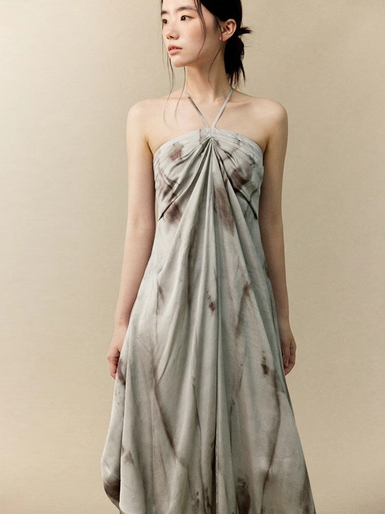 Long Back-Cross Tie-Dye Camisole Classy Dress