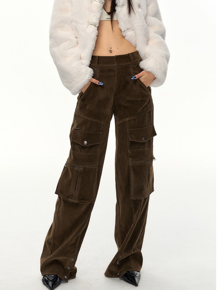 Side-Pocket Casual Wide Straight Cargo-Pants