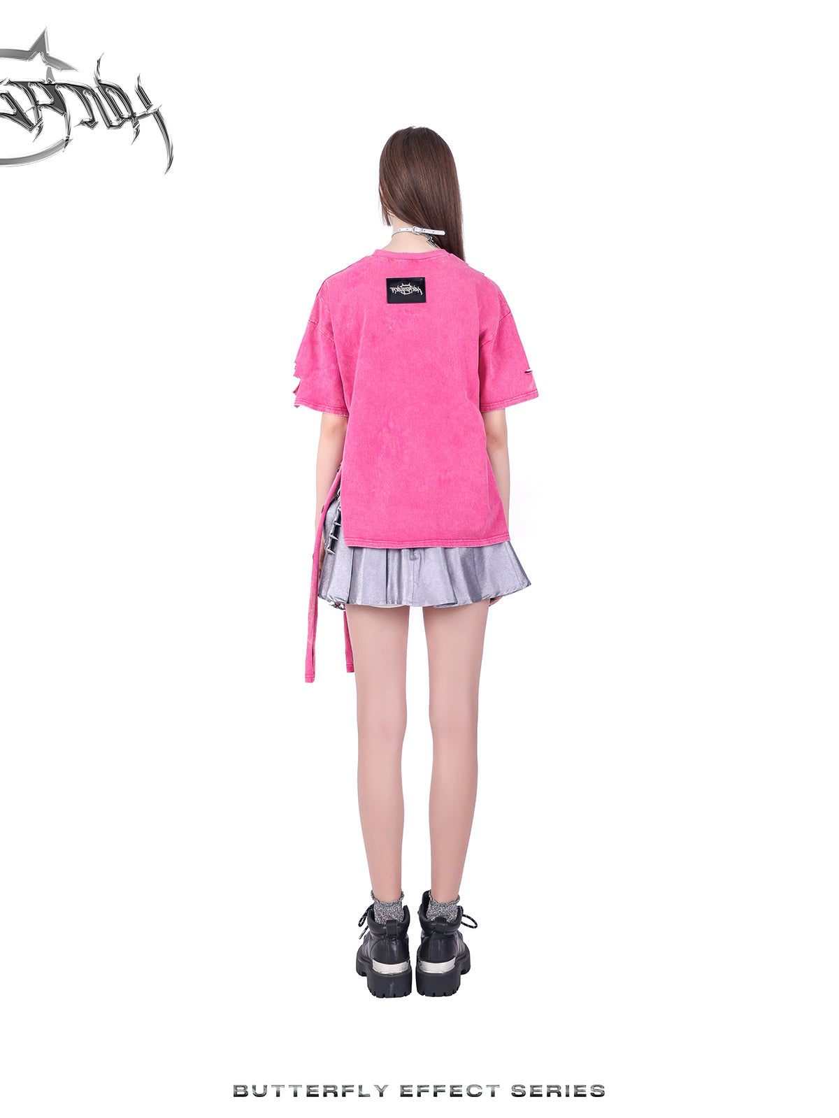 Ribbon Nichi Side Cut Punk Oversize T-Shirt