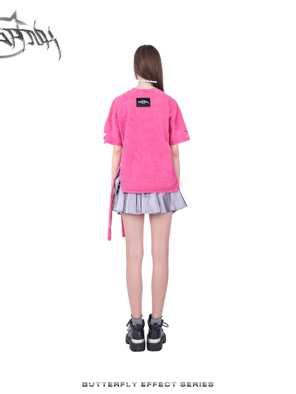 Ribbon Nichi Side-Cut Punk Oversize T-Shirt