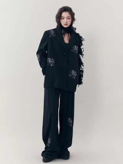 Sut-Up Sequins Nichi Oversize Cool Jacket＆Wide-Pants