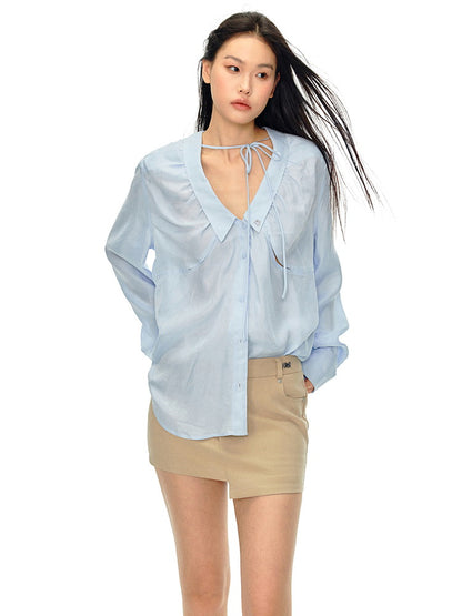 V-Neck Overszie Simple Casual Blouse