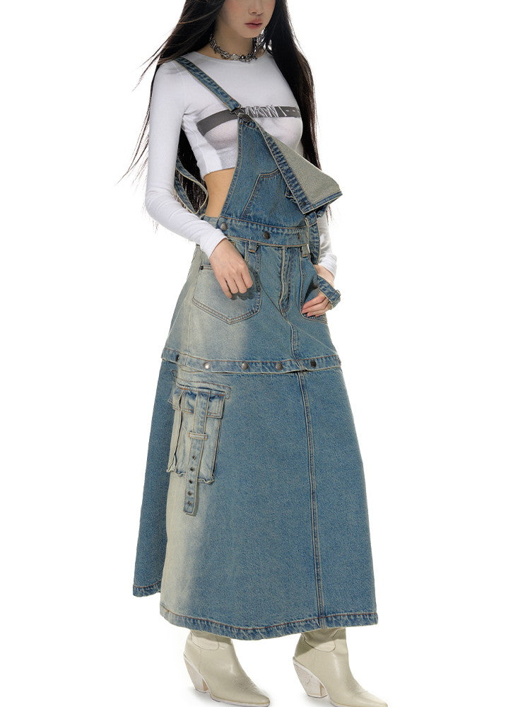 3Way Denim Washed Casual Nichi Skirt