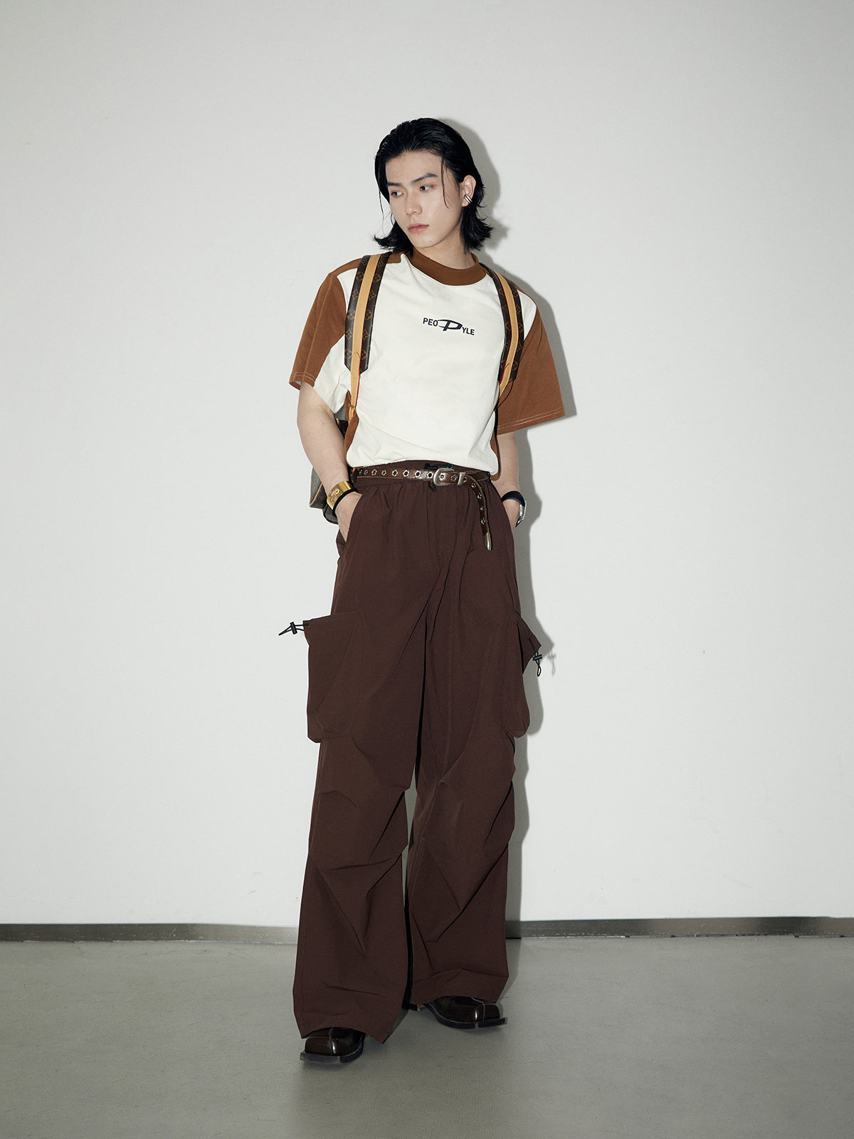 UNISEX SIDE-POCKET WIDE-LEG CASUAL WORK-PANTS CARGO-PANTS