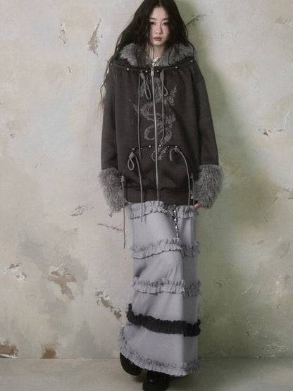 Fur Boa 2Way Drawstring Oversize Dragon Parka