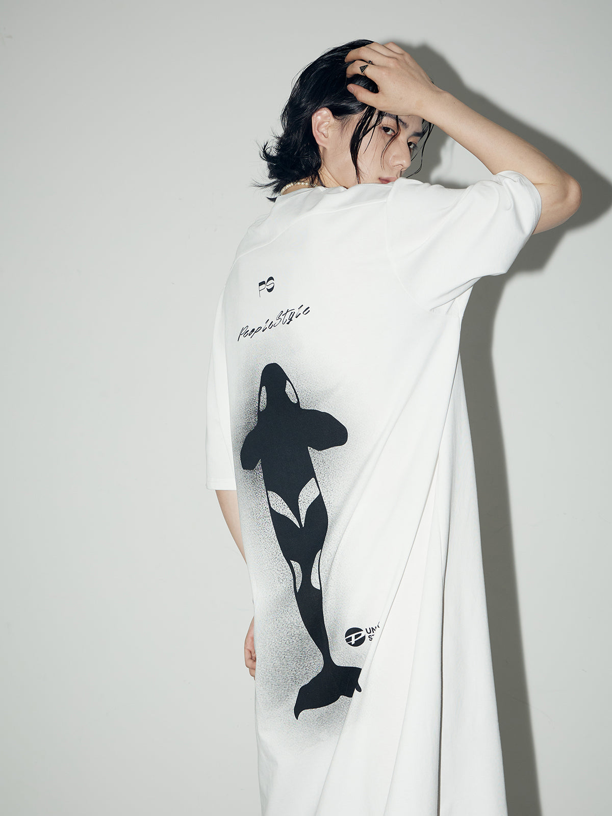 Oversize Long Casual Print T-shirt-One-piece