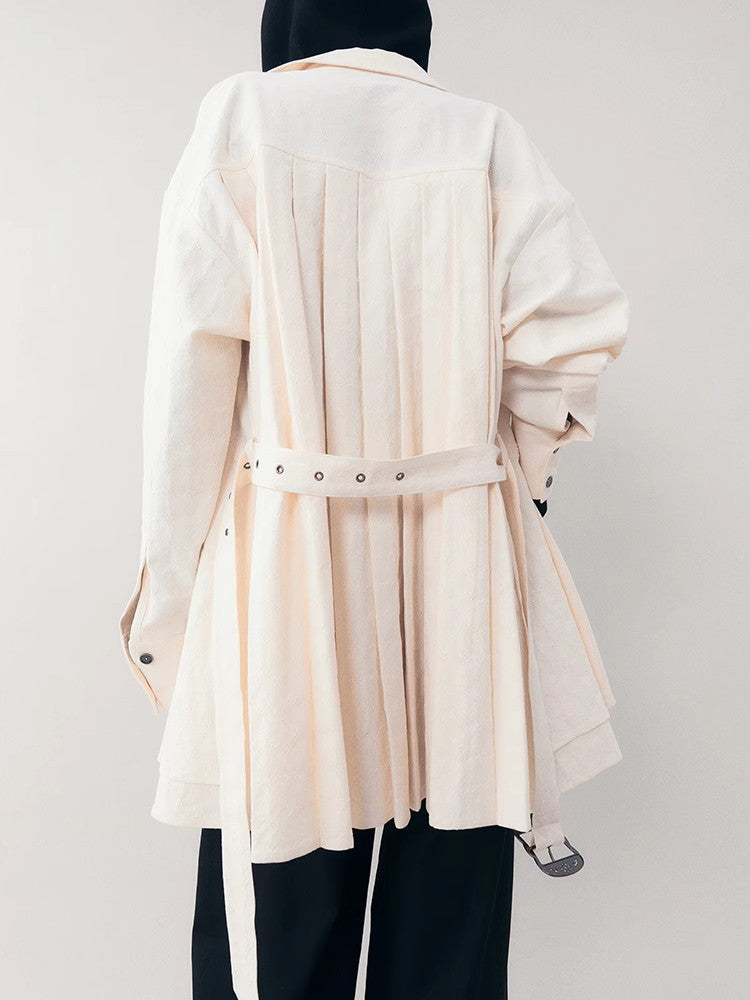 Oversize Back-Pleats Nichi Natural Tie Shirt