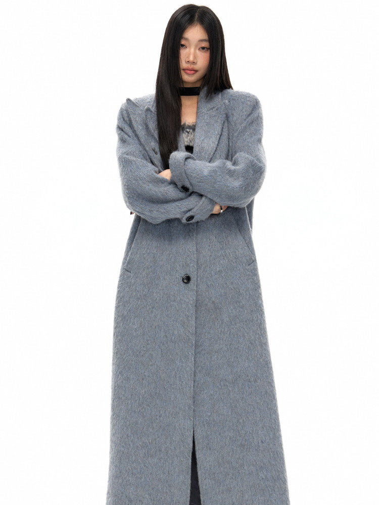 Wool Nichi Double-Collar Long Chester-Coat