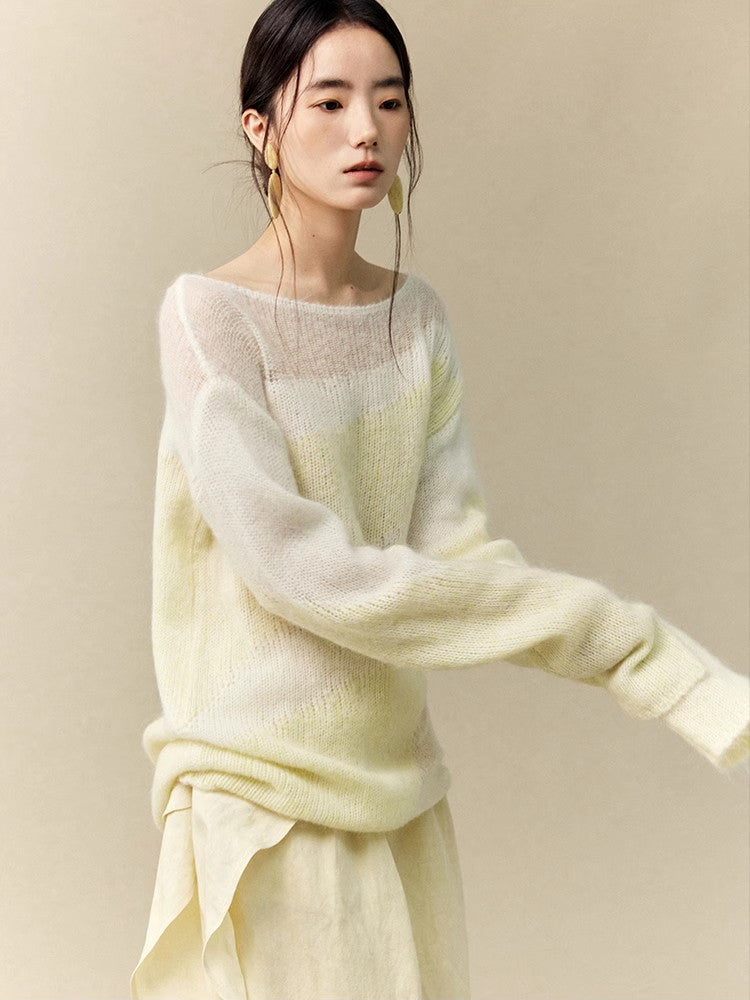 Pale Sheer Mesh Oversize Loose Classy Knit