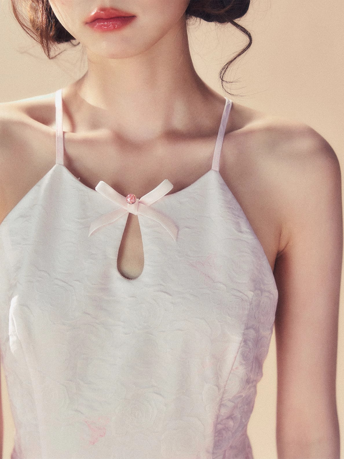 Gradation Back-Open Camisole Sexy Ribbon Summer One-Piece