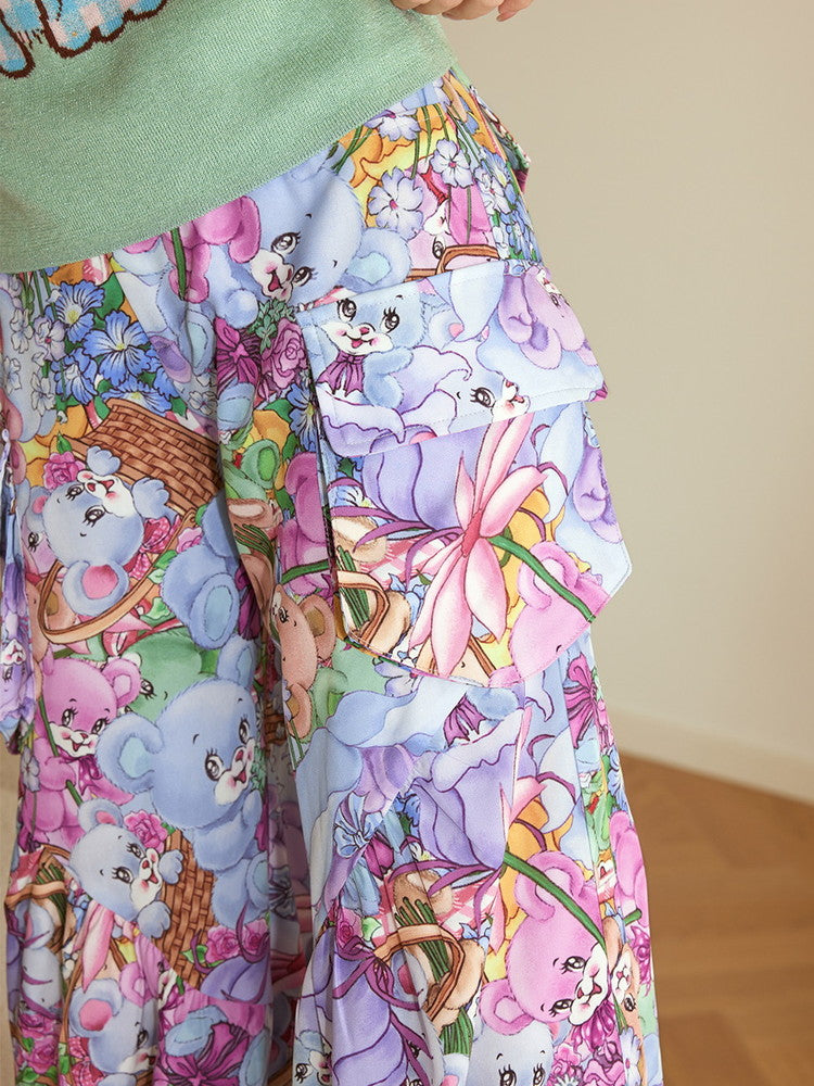 Patchwork Flower Colorful Bear Flower Checked Fancy Pants