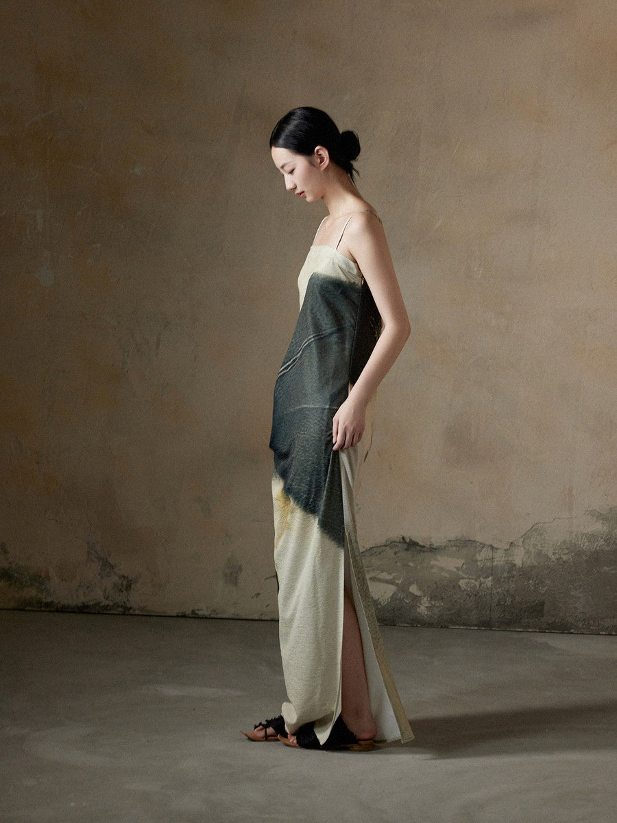 Gradation Asymmetry Elegant Long Camisole Dress