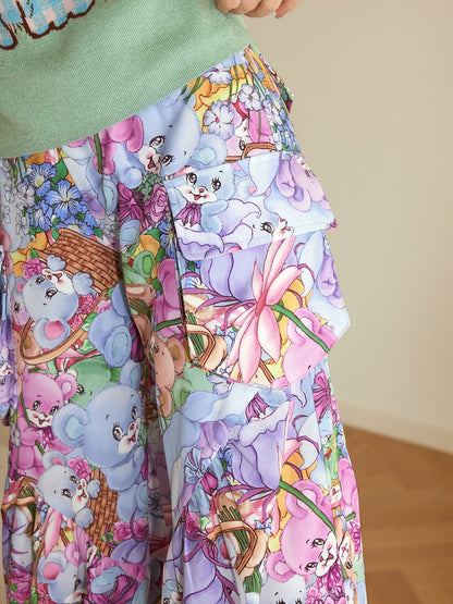 Patchwork Colorful Straight Flowre Bear Fancy Pants