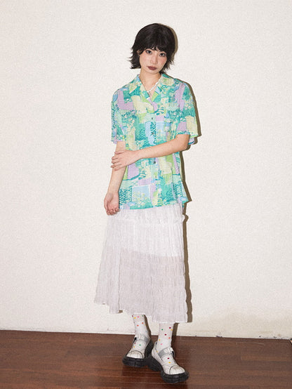 Refreshing Oversize Handwrite Flower Shirt