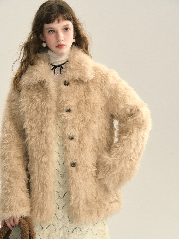 Fluffily Retro Oversize Winter Warm Boa-Jacket