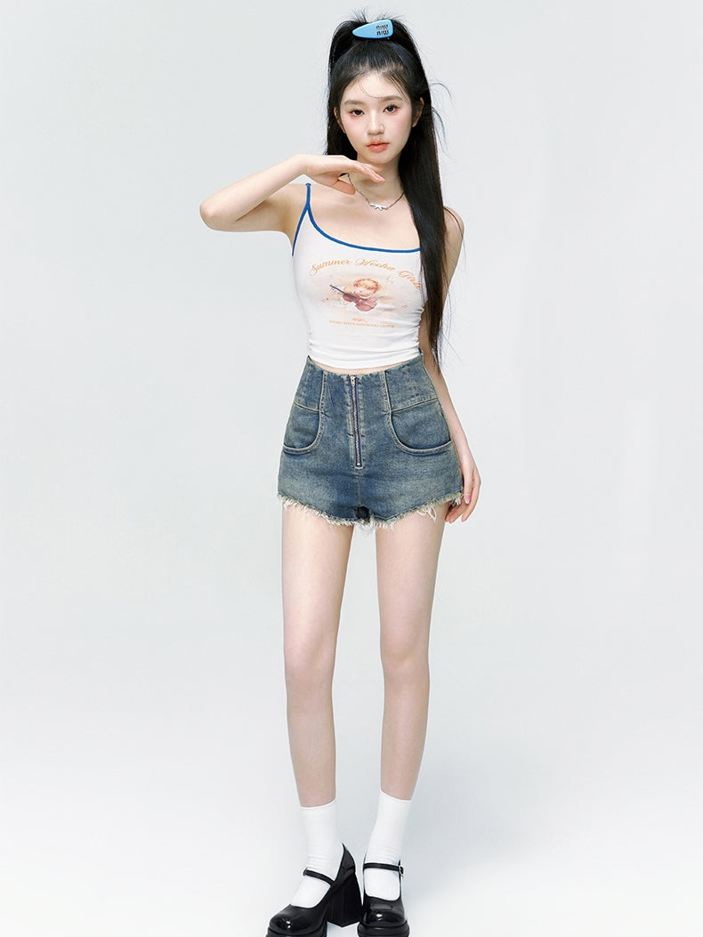 Denim Cut-off Hot-Pants Vintage Short-Hosen