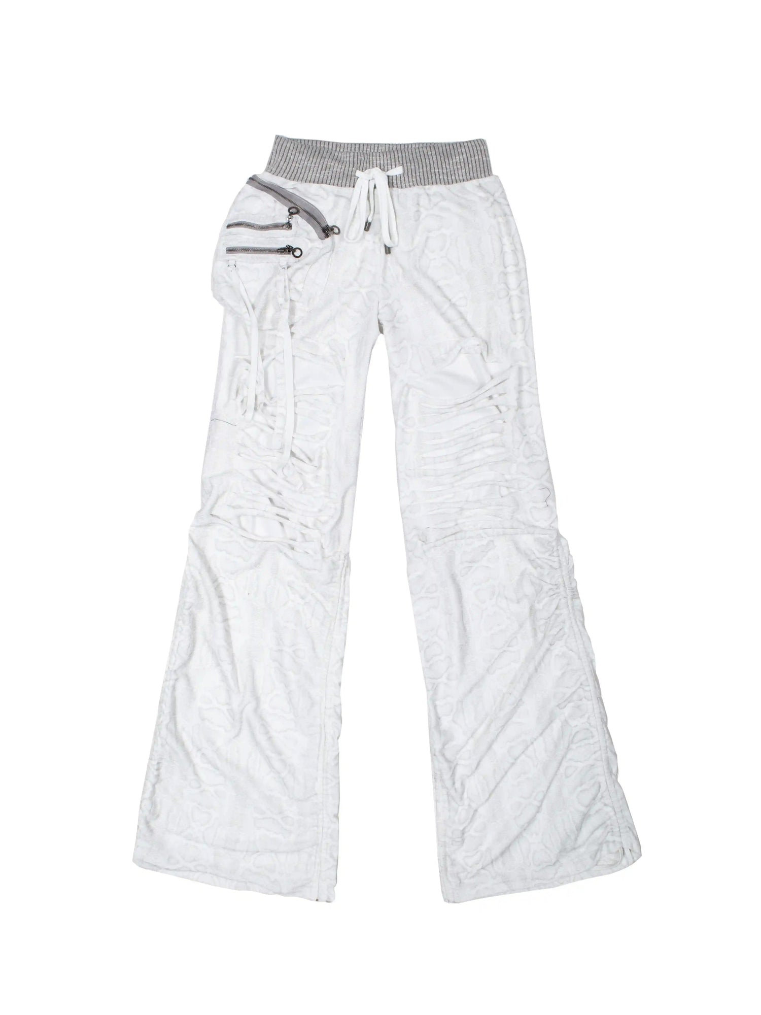 Hollow Holes Lace-Up High Waist Sweat Pants