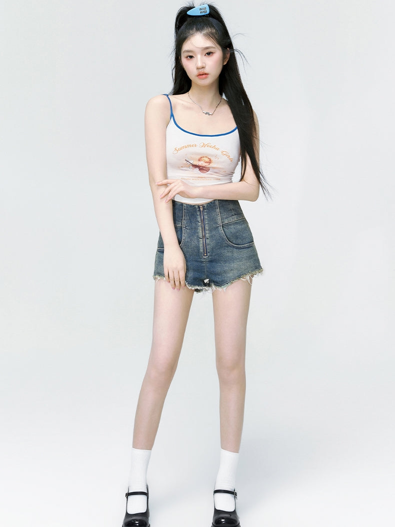 Denim Cut-off Hot-Pants Vintage Short-Hosen