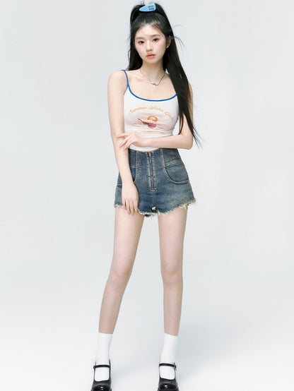 Denim Cut-off Hot-Pants Vintage Short-Pants