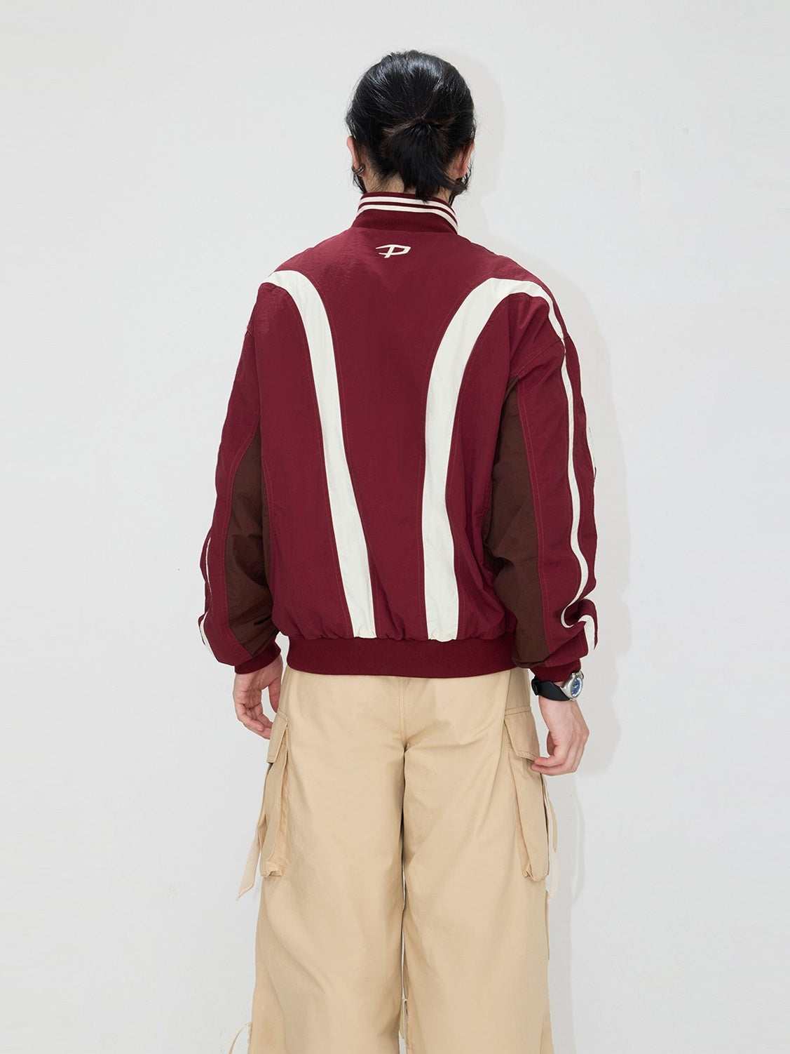 Stand Collar Line Design Pullover Jacket