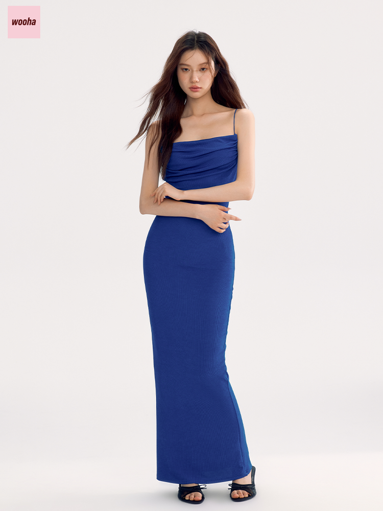 Back-Open Sexy Slim Gather Casmisole Dress