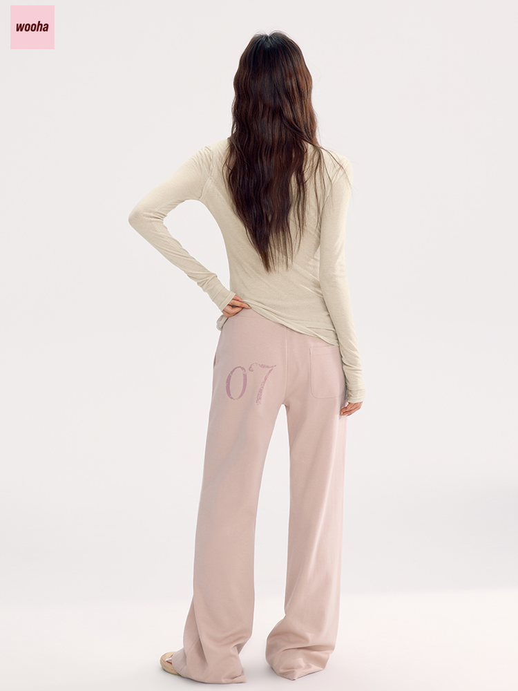 Casual Drawstring Simple Flare Loose-Pants