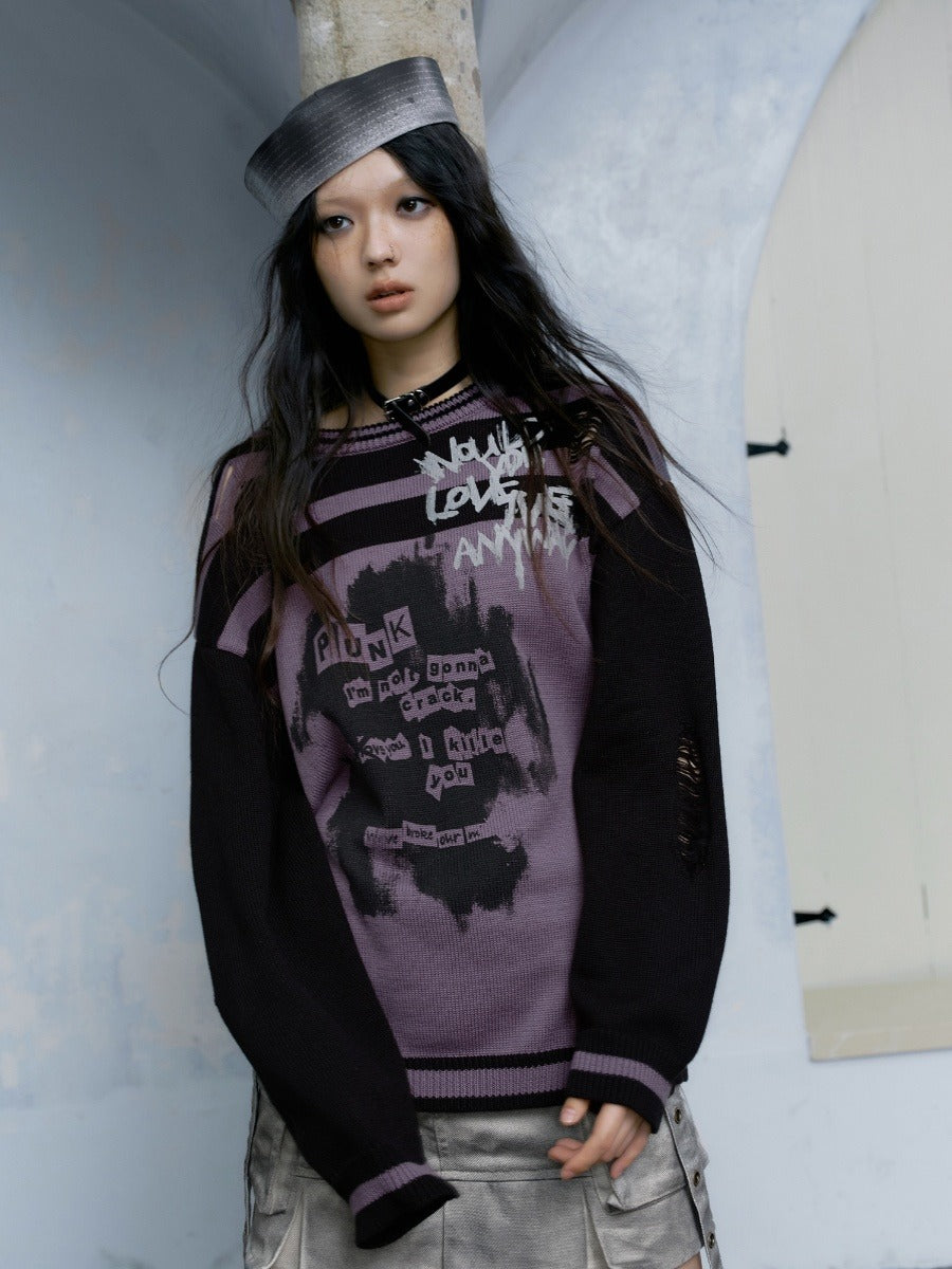 Border Hole Graffiti Sweater