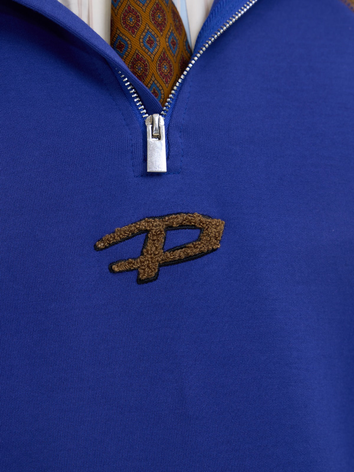 Logo-Stand-Collar-Farbpatchwork Pullover