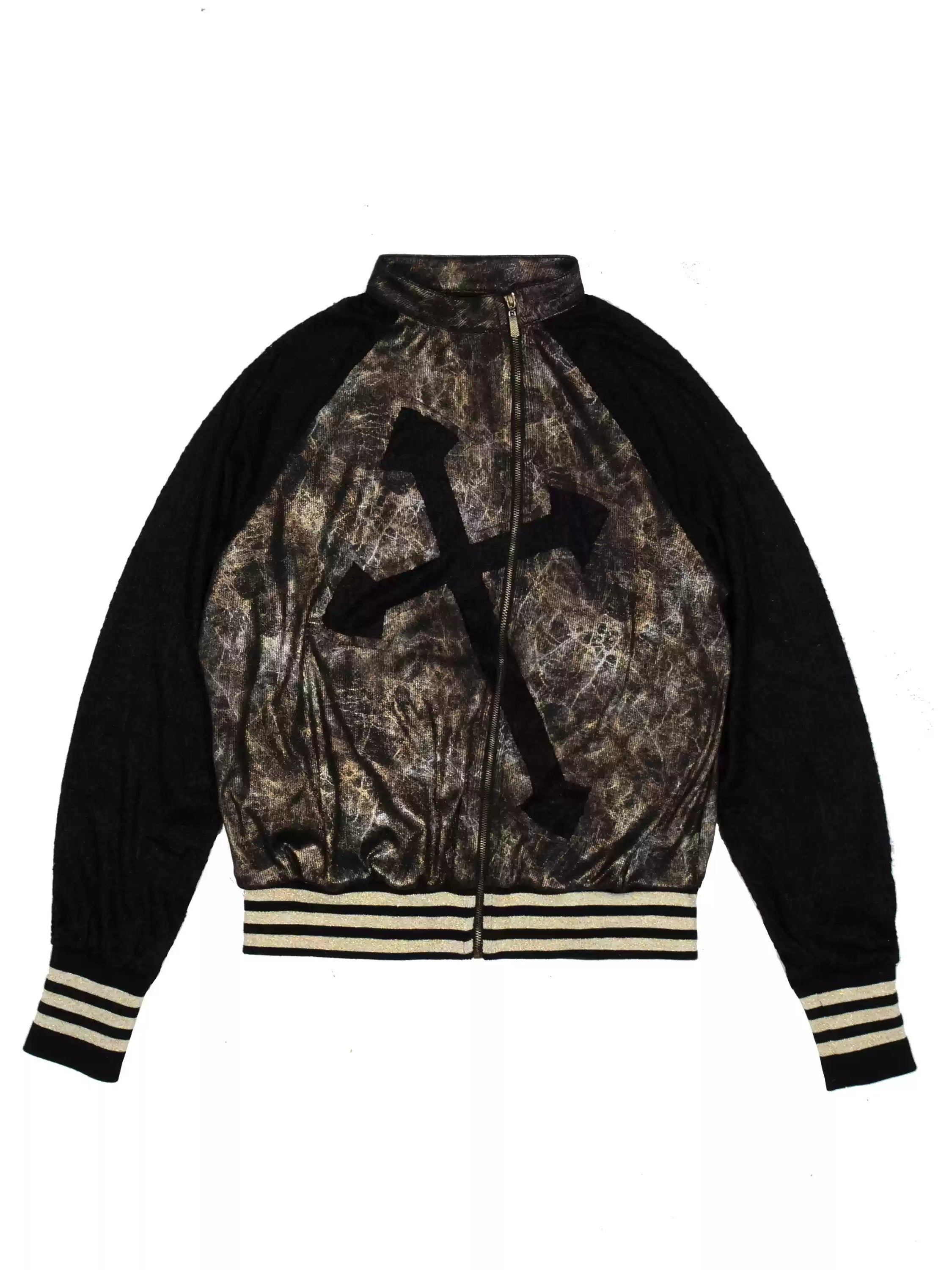 Hollow Cross Knitted ZIP-Up Light Jacket