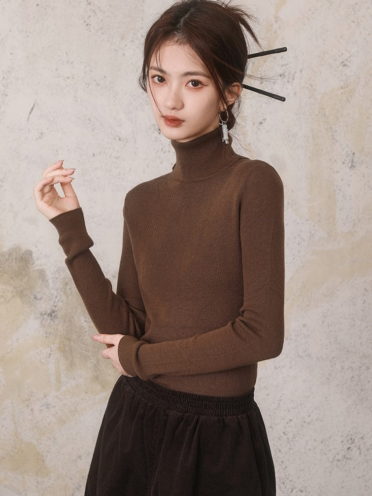 Solid Color Turtleneck Sweater