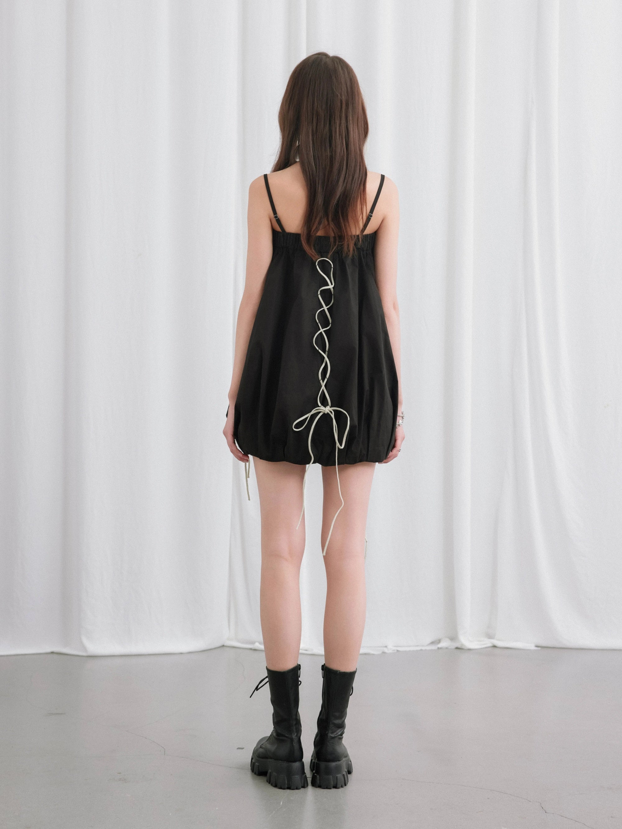 Leather Rope Strap Suspender Bubble Skirt