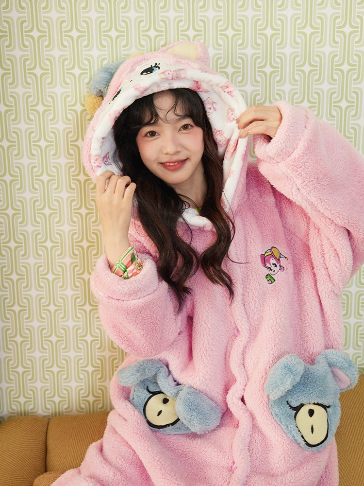 BoA Hooded Long One-piece Pajamas