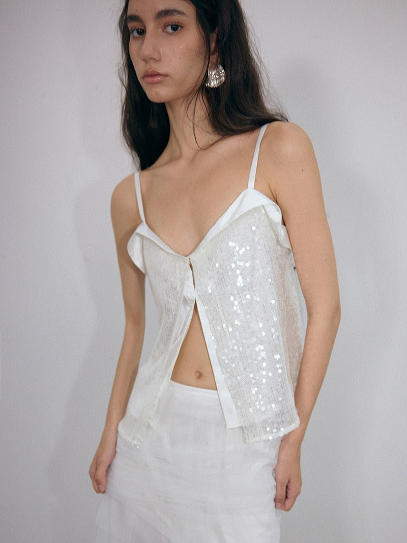 Shimmering Sequined Cuffed Camisole