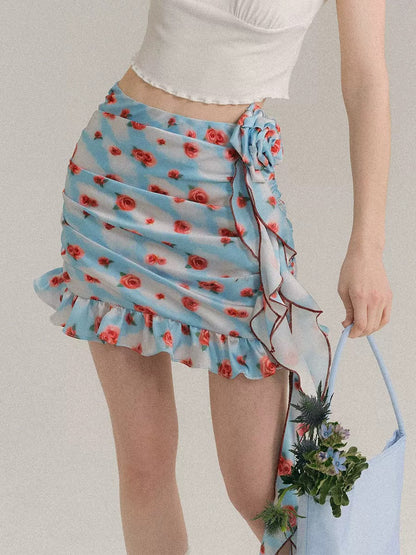 Painted Rose Floral Camisole ＆ Drape Skirt