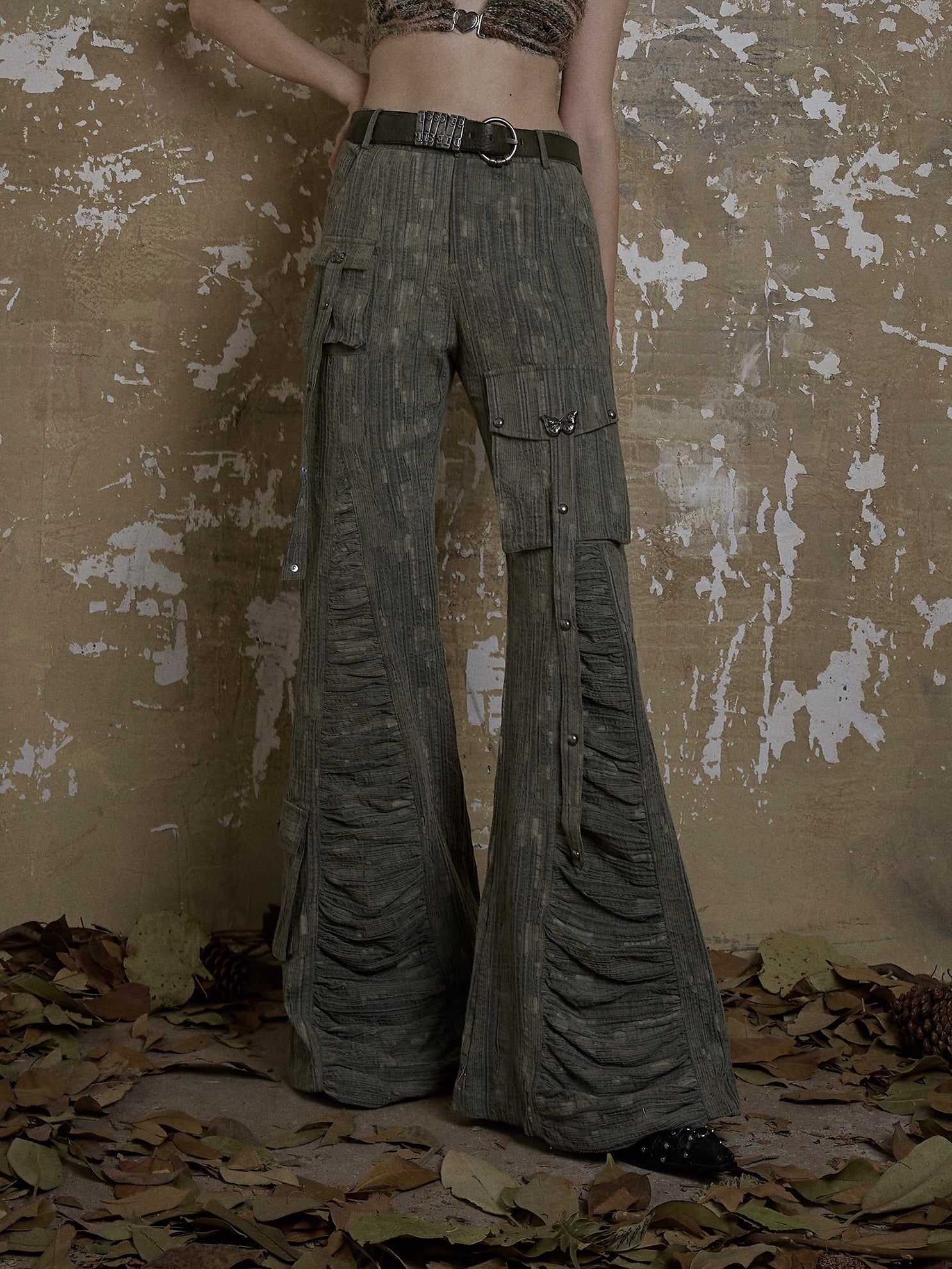 Pleated Y2k Bell Bottoms Pants