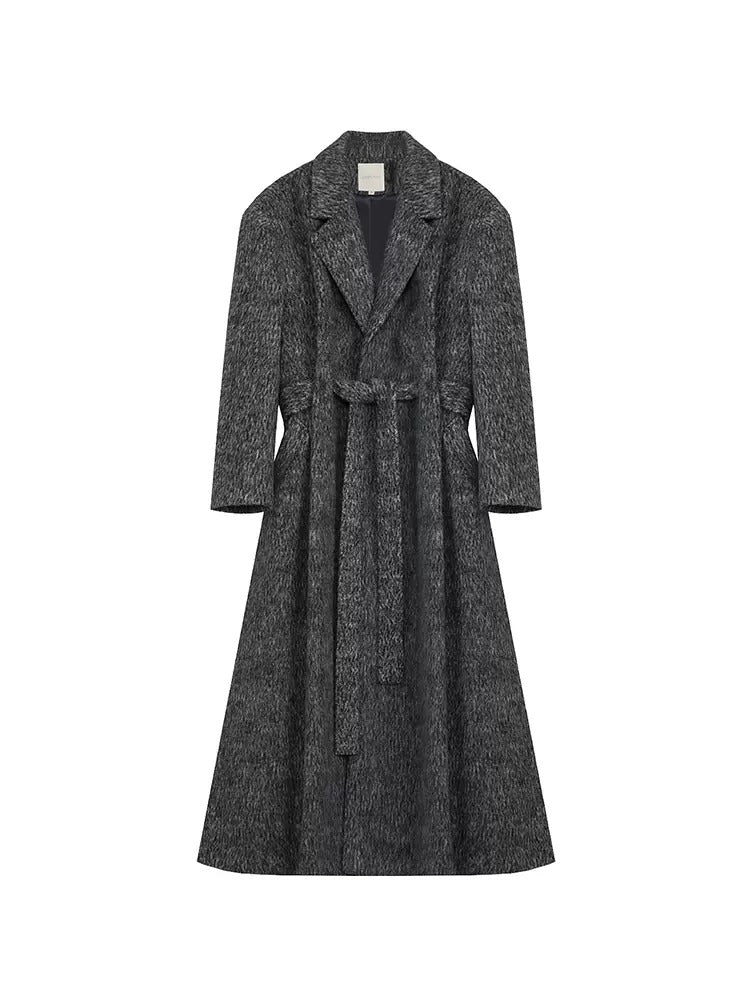 Loose Belted Suit Collar Long Coat