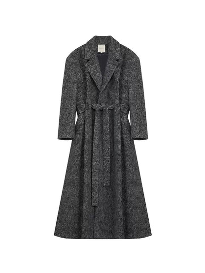 Loose Belted Suit Collar Long Coat