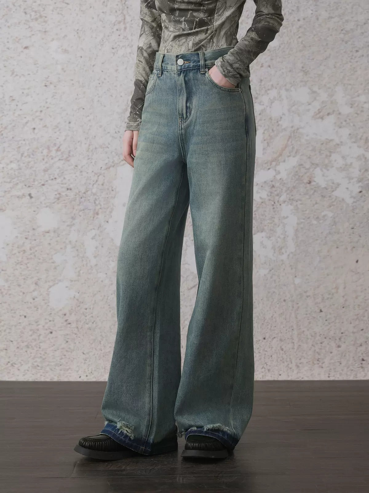 Gradient Washed Wide-Leg Denim