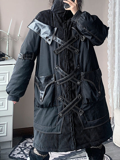 Loose Cross Design Stand-Collar Cotton-Padded Coat