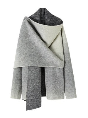 Large Scarf Mid-Length Gradient Double-sided Jacket