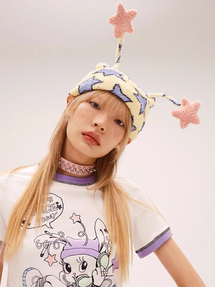 Star Ear Horn Knit Fancy Hat Cap