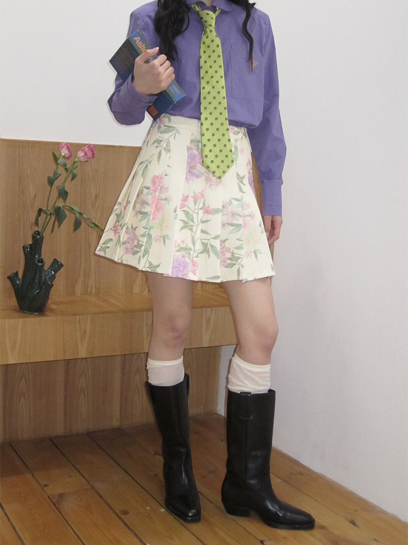 Jacket＆Mini-Skirt Flower Deminine Retro Botanical Nichi Set-Up