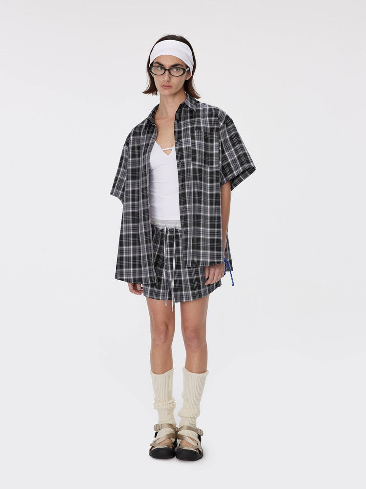 Checked Drawstring Casual Relax Short-Pants