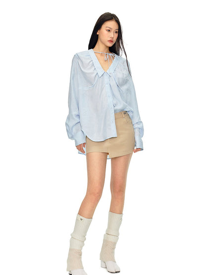 V-Neck Overszie Simple Casual Blouse