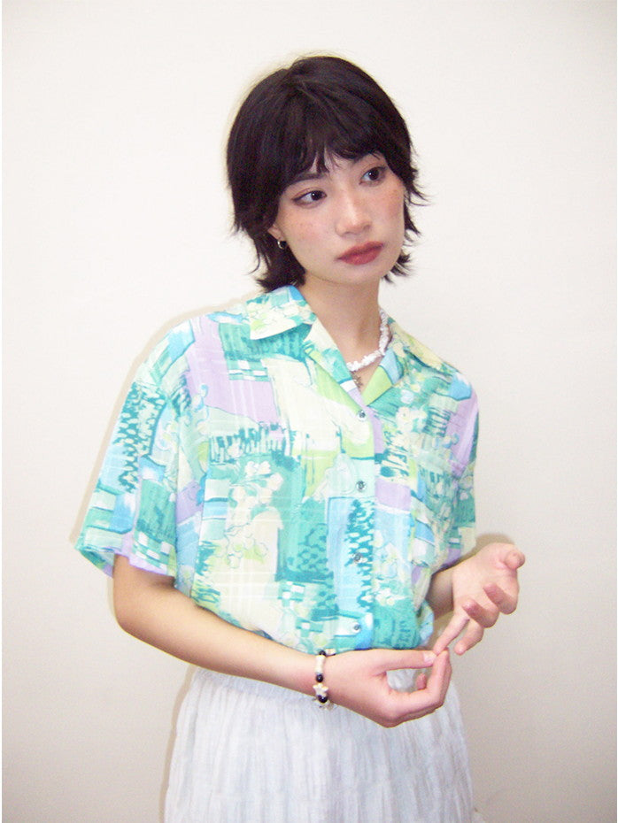 Refreshing Oversize Handwrite Flower Shirt