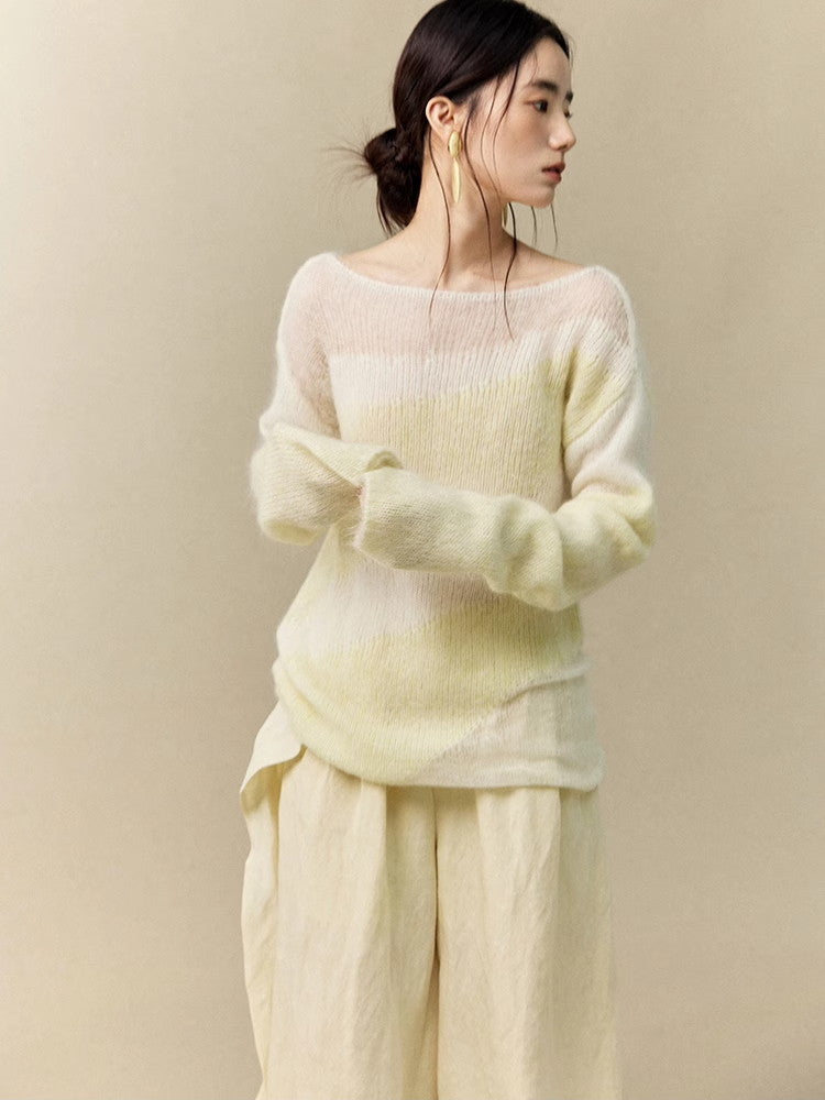 Pale Sheer Mesh Oversize Loose Classy Knit