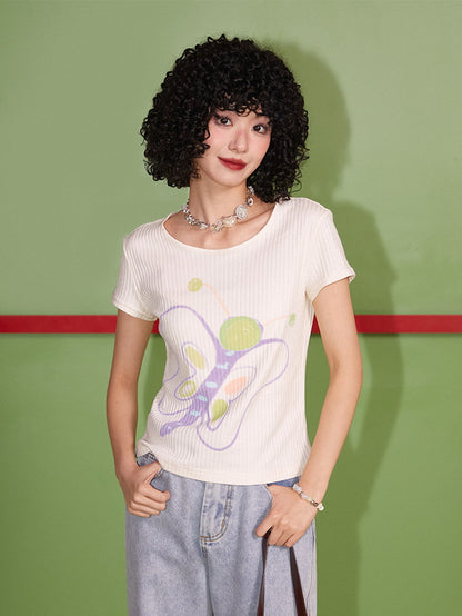 Butterfly Simple Casual Retro Cutsew