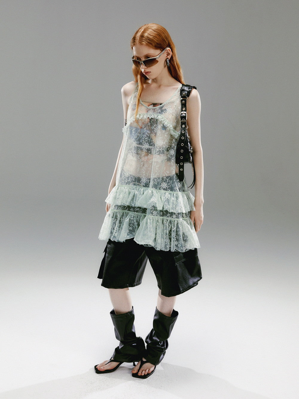 See-Through Tiered Flower Sleeveless Tops