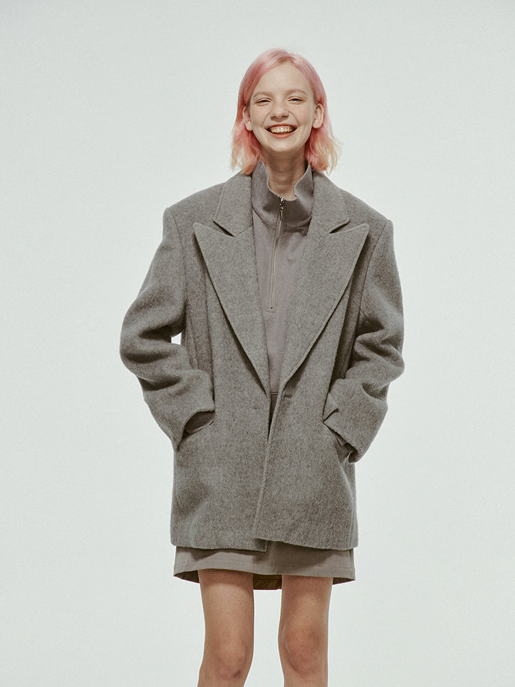 Oversize Plain Wool Loose Jacket